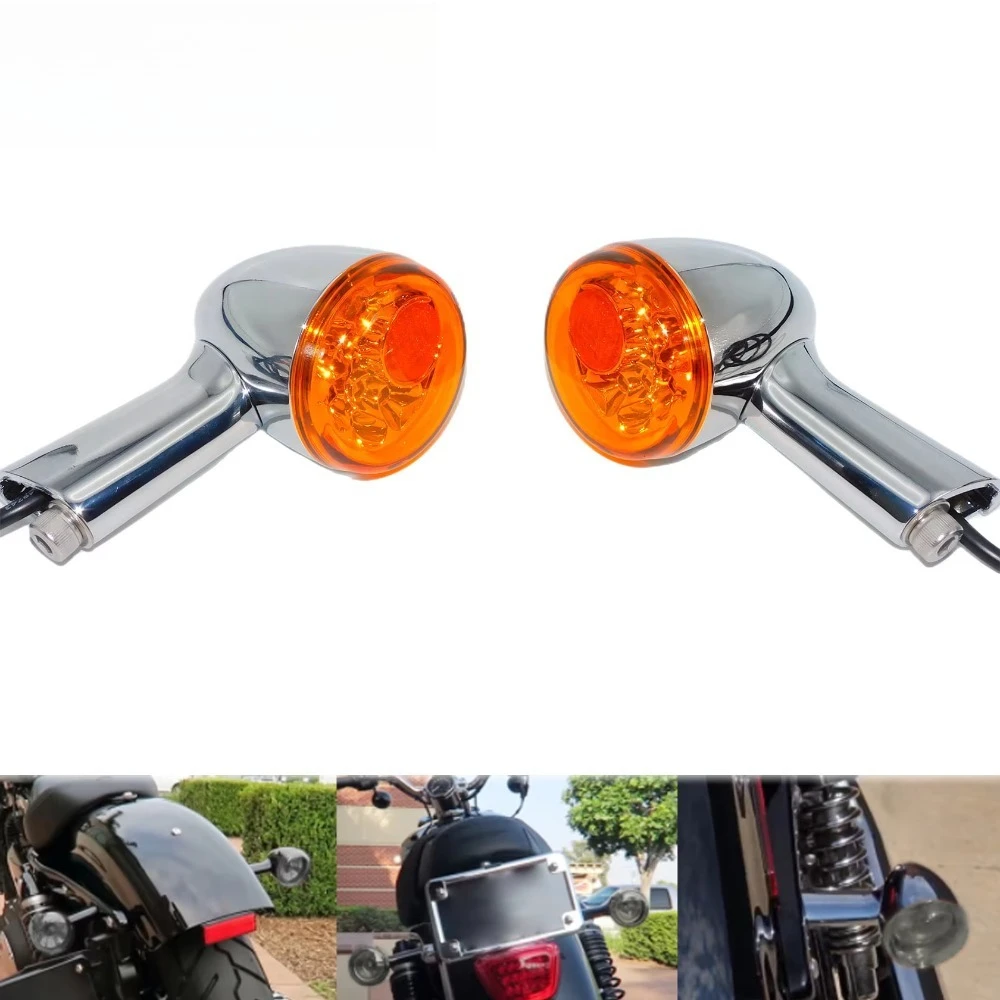 

Intermitentes traseros cromados para motocicleta, luces LED de freno, indicadores para Harley Sportster Super Low 883 Iron XL120