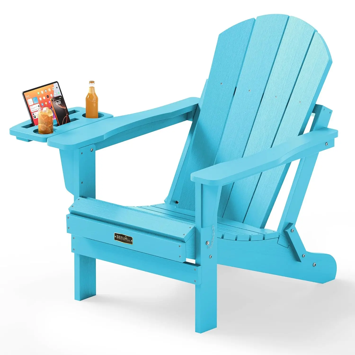 

Складное кресло Адирондак с подстаканником, имитация дерева, из погодоустойчивого пластика, для сада, двора, террасы, газона, на заказ