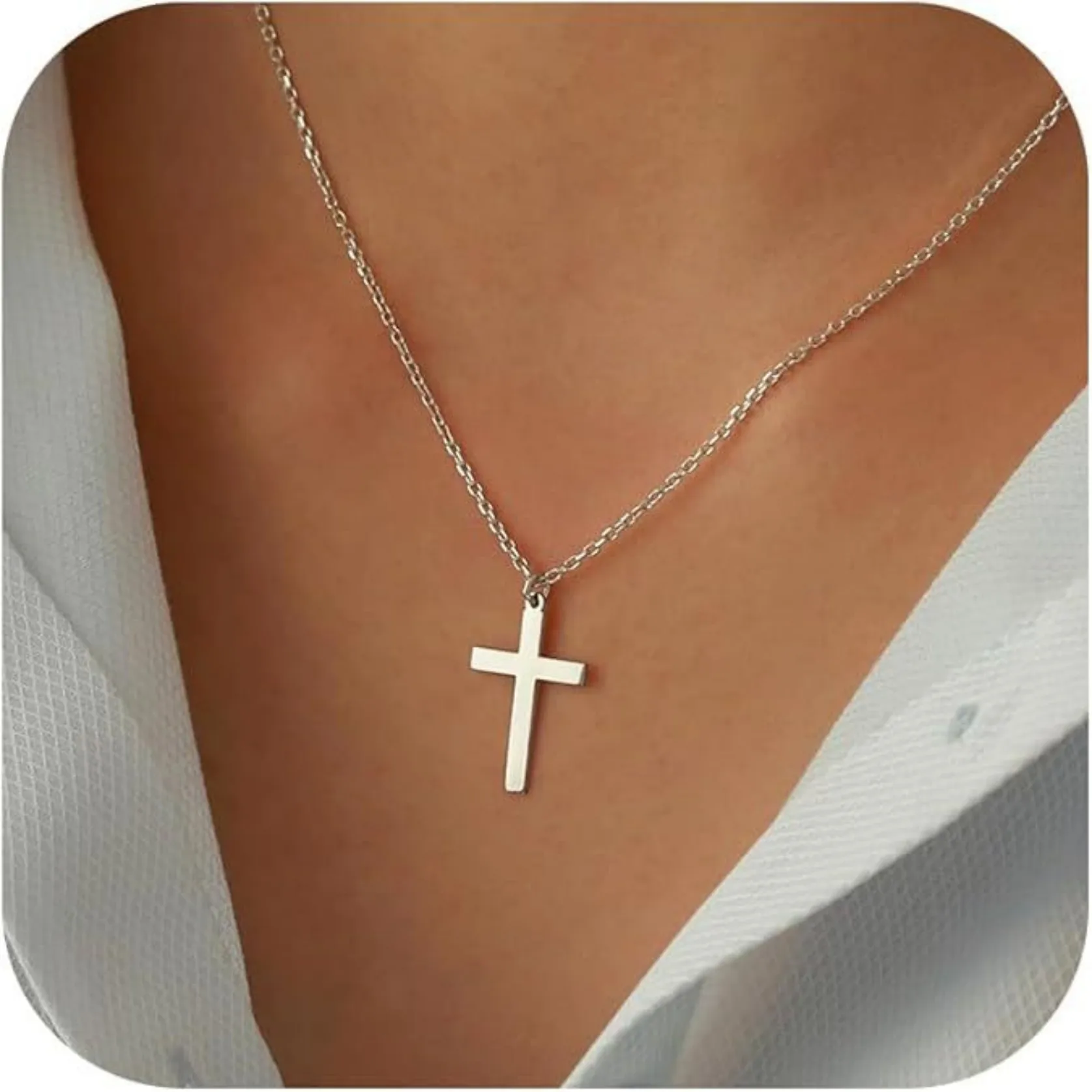 

Cross Necklace for Women - Dainty 14K Gold Plated/Sterling Silver Layered Cross Pendant Simple Cute Necklaces for Women