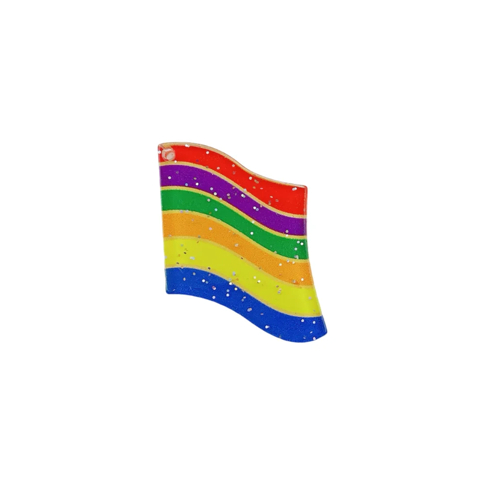 10 قطع جانب واحد الطباعة الاكريليك قوس قزح الخرز الحب القلب اليدوية فخر شهر قلادة الخرز مظلة العلم DIY مجوهرات الإكسسوار