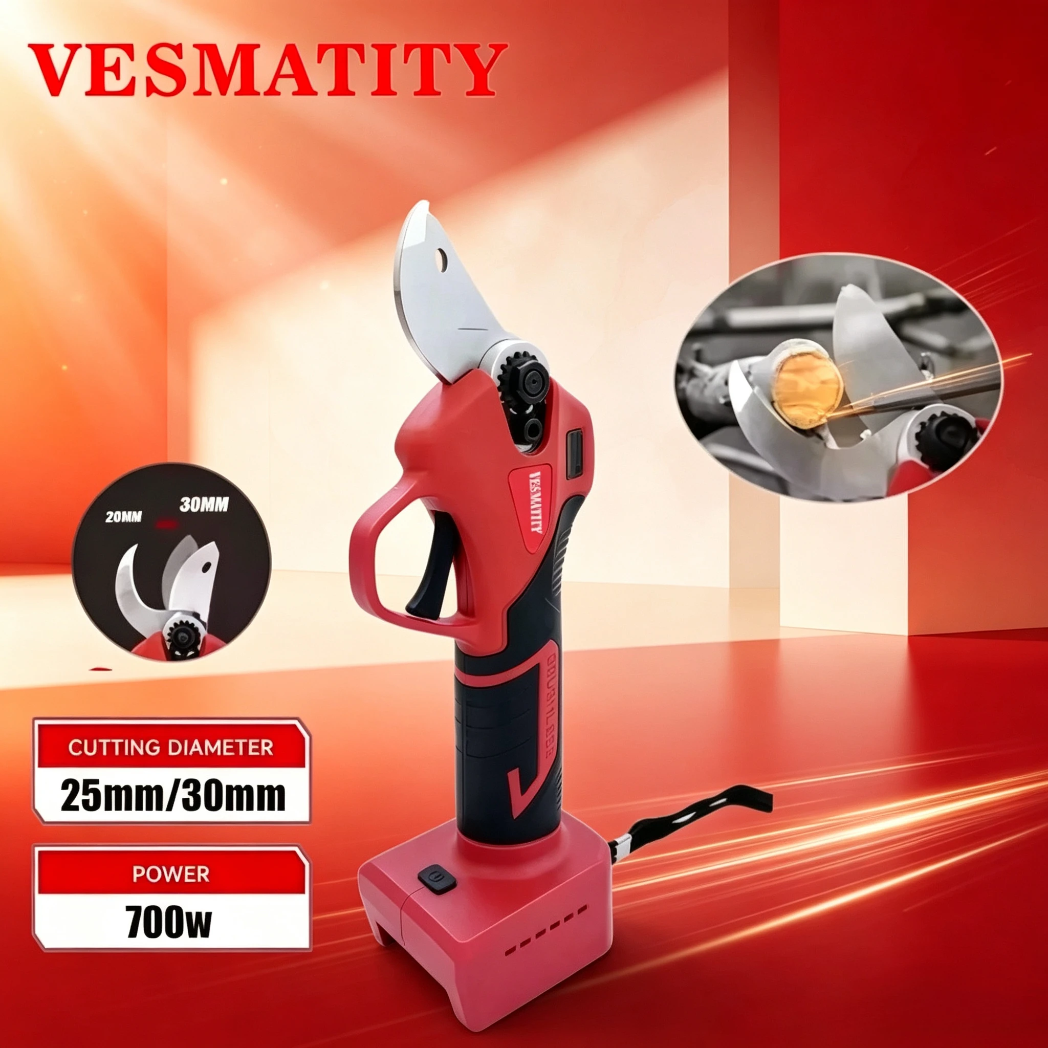 Electric Pruner 4 Gears Cordless Handheld Orchard Shrub Pruning Tree Branches Cutter For Milwaukee Battery