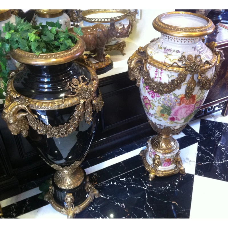arving ceramics, large vase living room, home decoration ornaments, floor-to-ceiling flower utensils, villa soft decoration