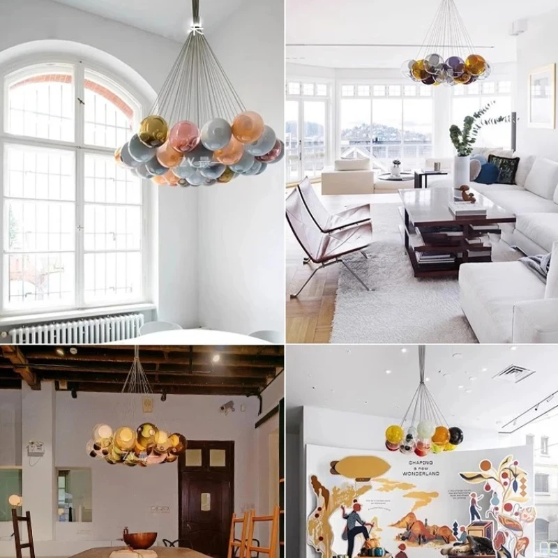 الأمريكية الملونة كرات زجاجية مُثبتة في السقف ضوء ديكور المنزل غرفة المعيشة غرفة نوم المطبخ مطعم خمر مصابيح معلقة #6