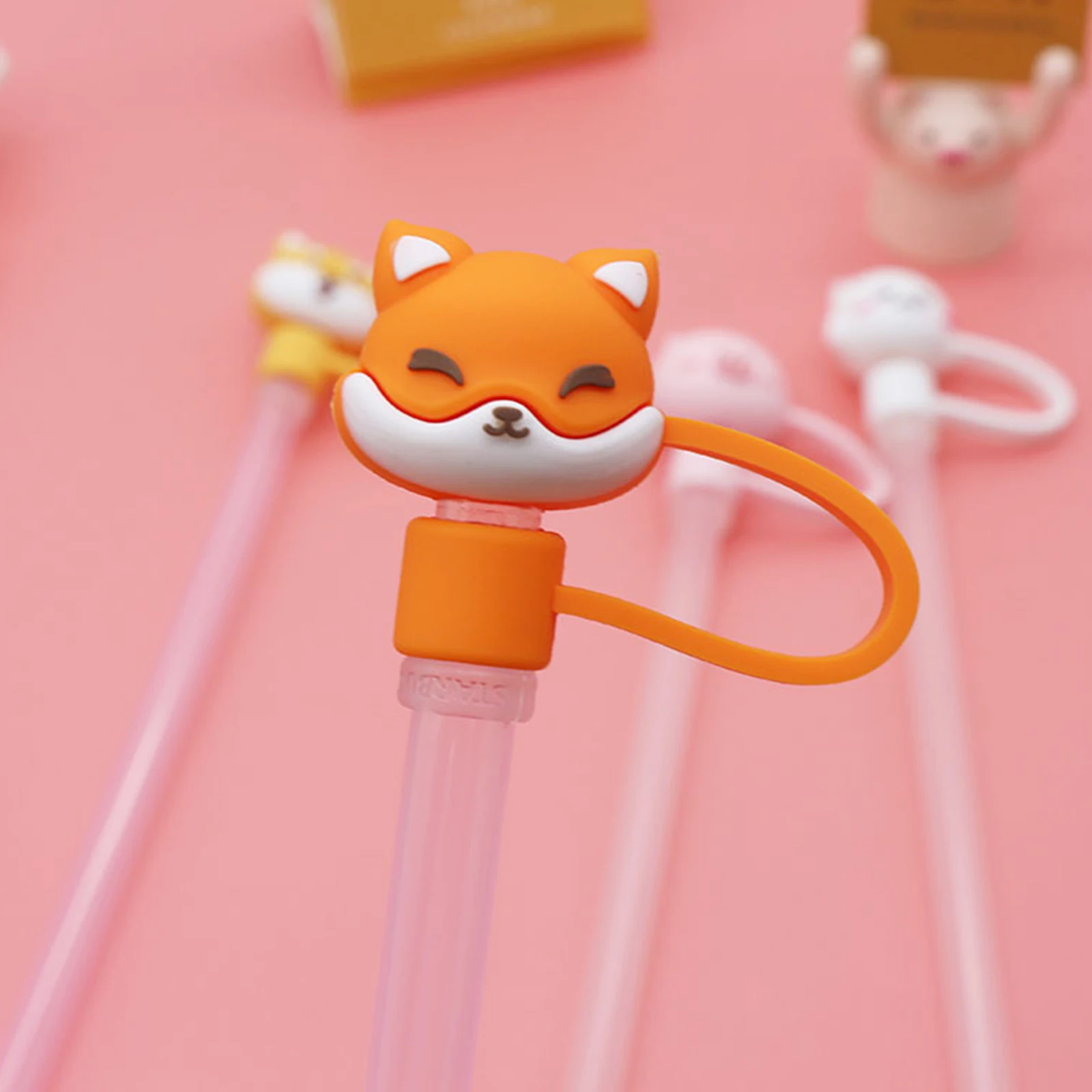 

8 Pcs Silicone Straw Covers Tips Cap Reusable Decorative End Stopper Lightweight Outdoor Party Baby Shower Graduation Ceremonies