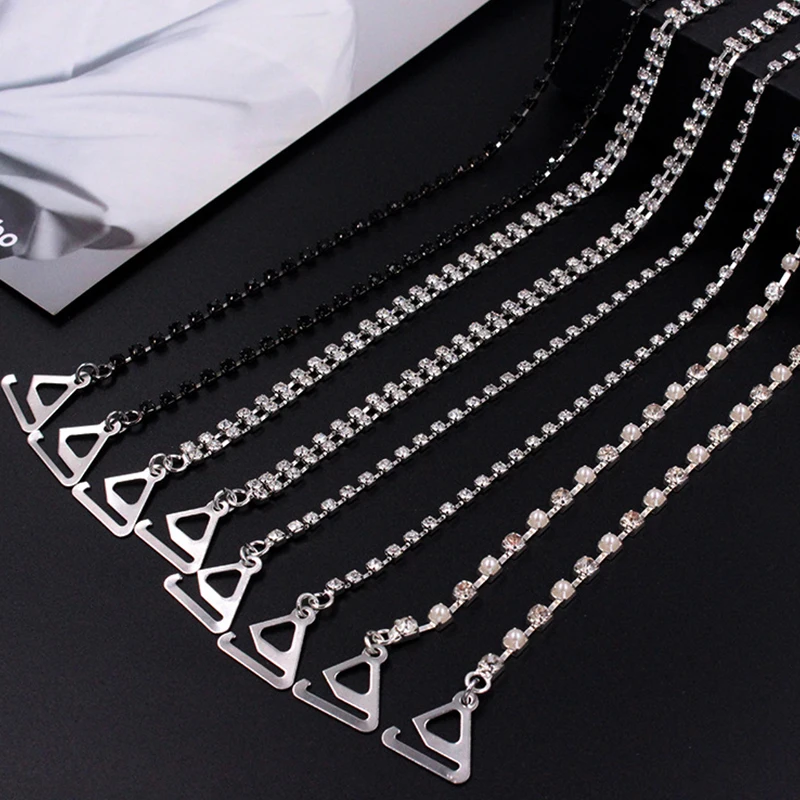 

1Pair Rhinestone Bra Straps Invisible Metal Underwear Strap Non-Slip Shoulder Adjustable Lingerie Brassiere Holder Accessories