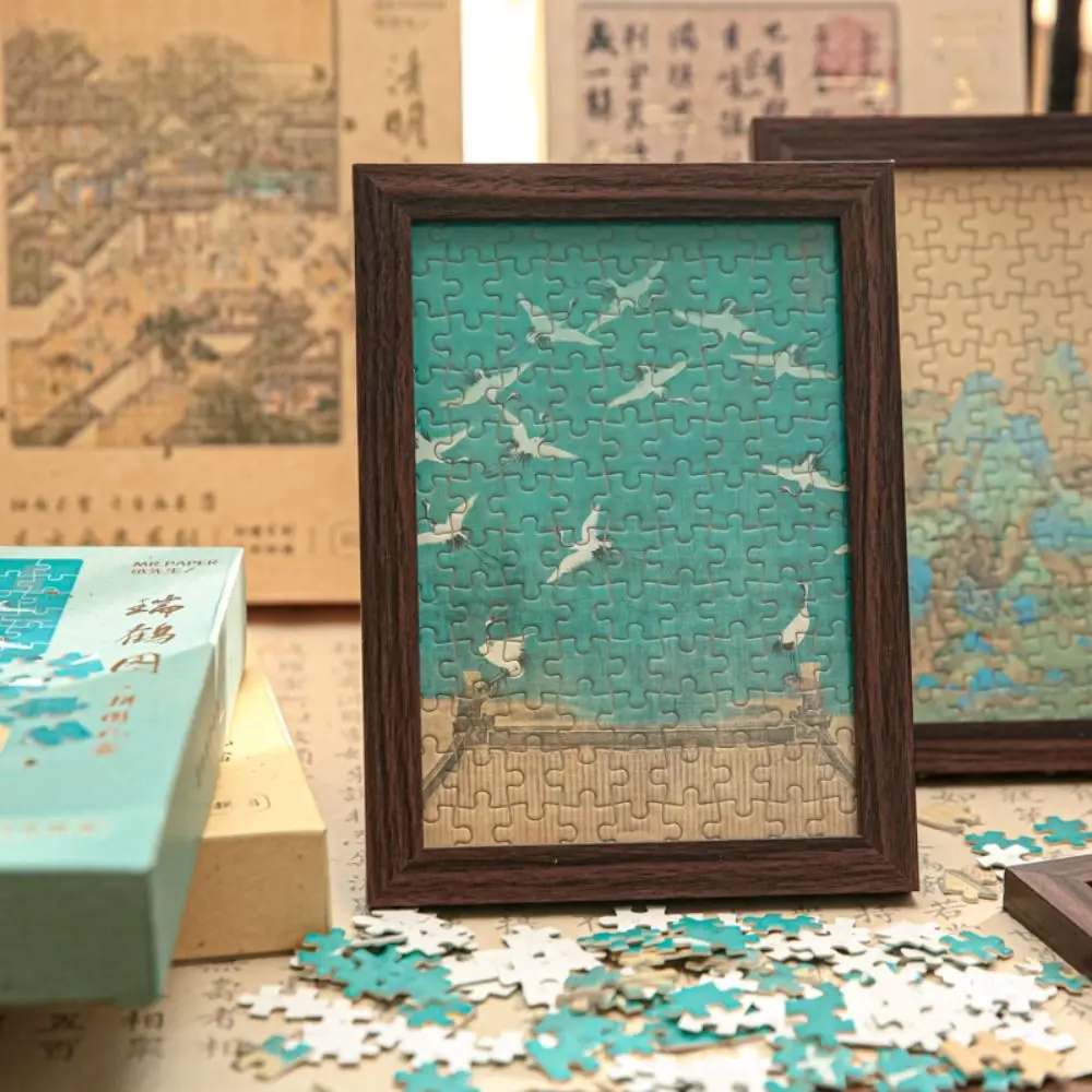 Desktop Ornaments Blessings Jigsaw Puzzle DIY Handcraft Gift With Wooden Frame 108 Pieces Puzzle Montessori Blessings Gift