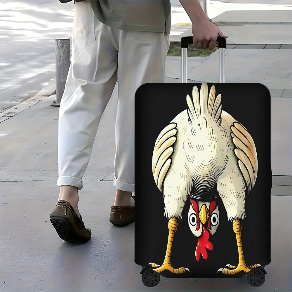 1pc Funny upside-down chick-patterned luggage cover. Fits 18–32-inch suitcases; effectively protects your suitcase.