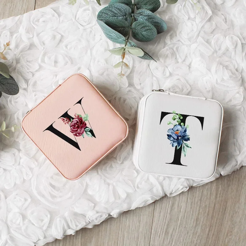 Black Letter Print Jewelry Box Mystery Ring Box for Wedding Ceremony Bridesmaid Jewelry Gift Box  Earring Necklace Storage Box