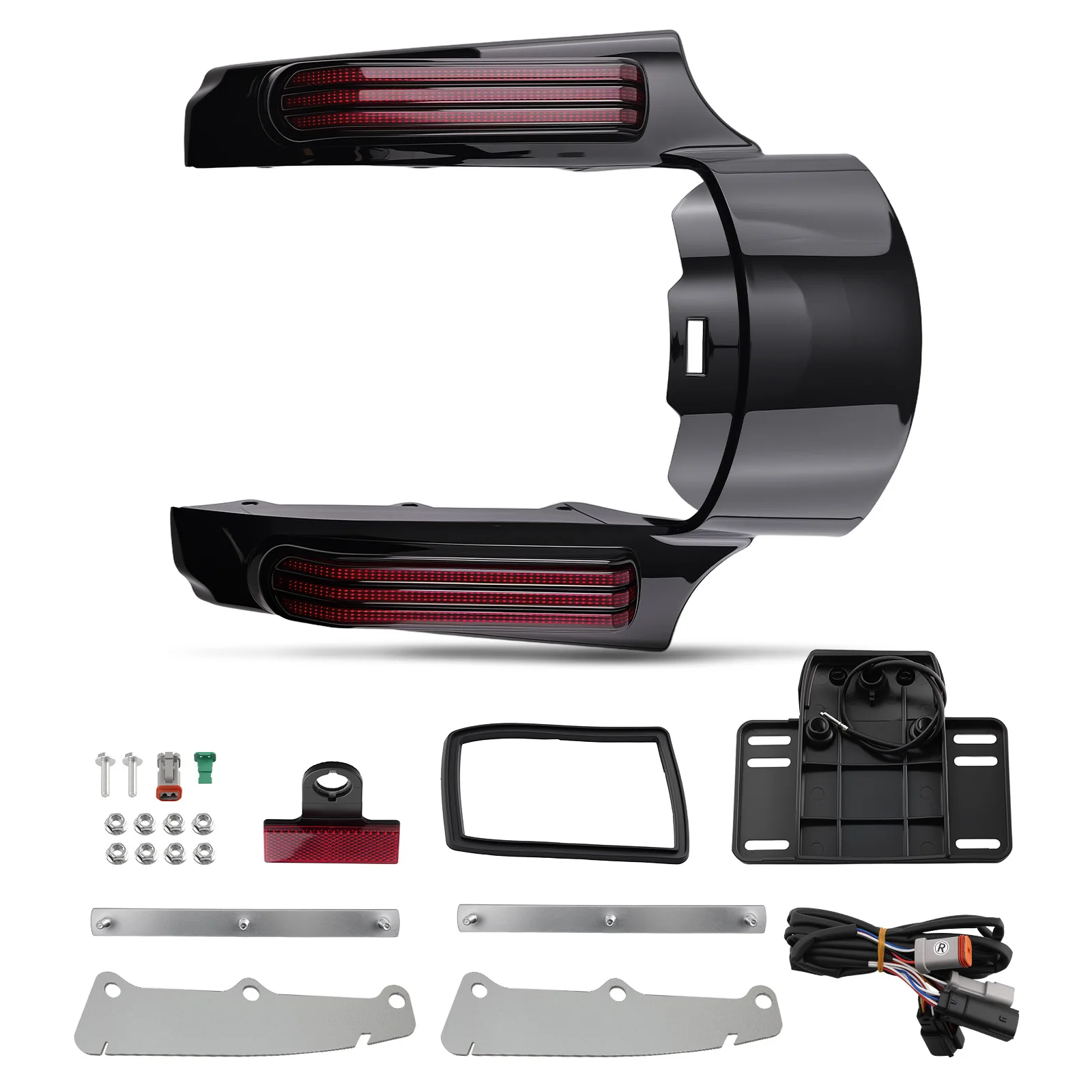 

Rear Fender w/ LED for Harley Touring 2014+ Black ABS Tail Light Panel