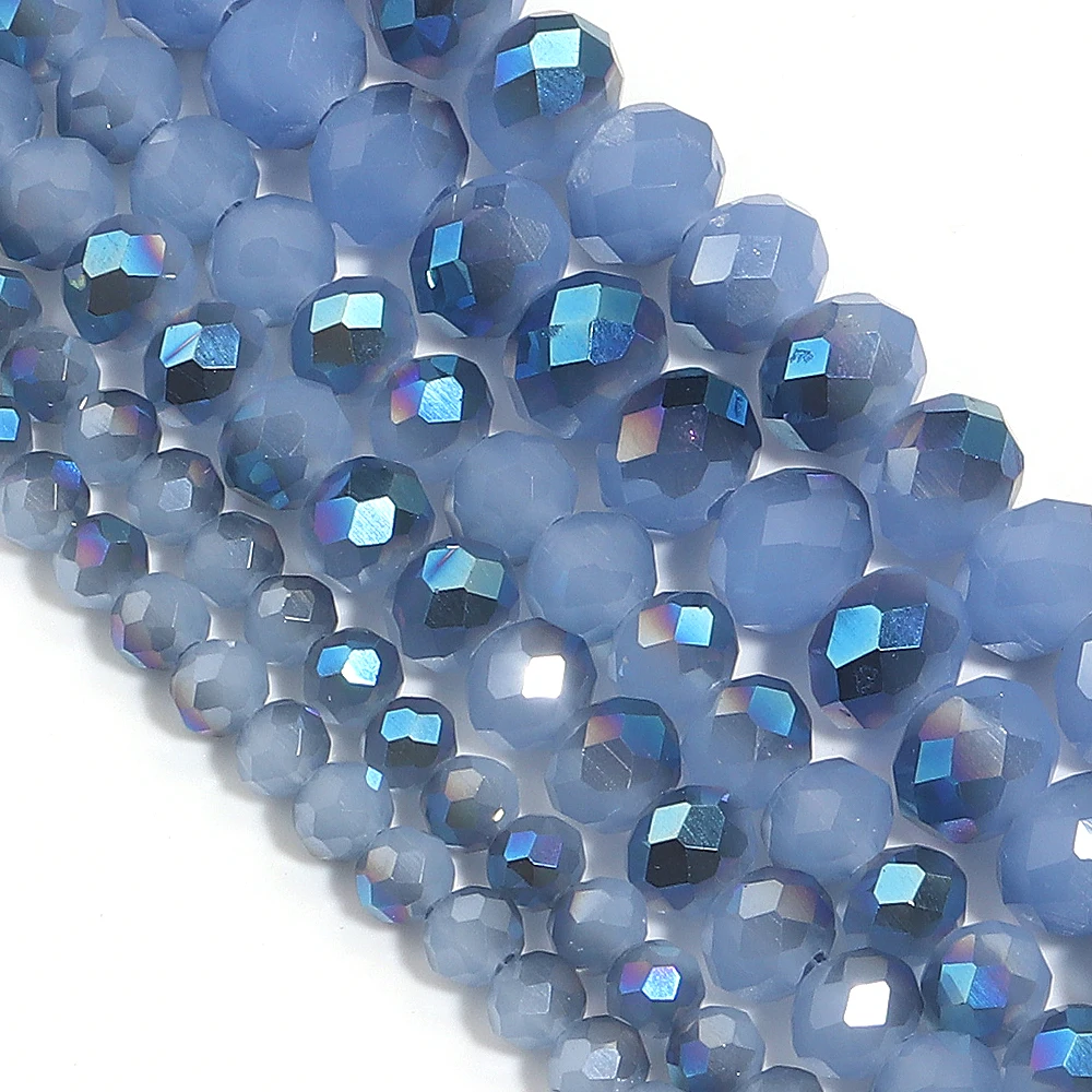 4 6 8mm Hellblau-grau Österreich Kristallperlen Facettiertes Glas Rondelle Spacer Perlen für Schmuck Herstellung DIY Armbänder Halsketten