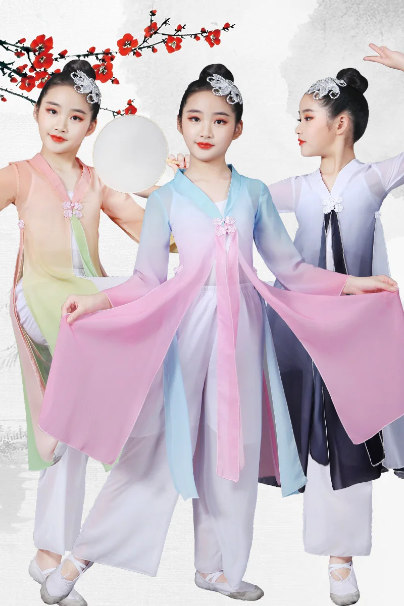 Kinder klassische dance performance elegant elegant elegant fan dance Chinesischen kostüm tanz kostüme mädchen hanfu