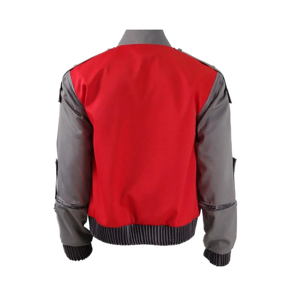 Mens Marty Mcfly Costume Zipper Jacket Marty Mcfly Cosplay Coat for Halloween Christmas Party