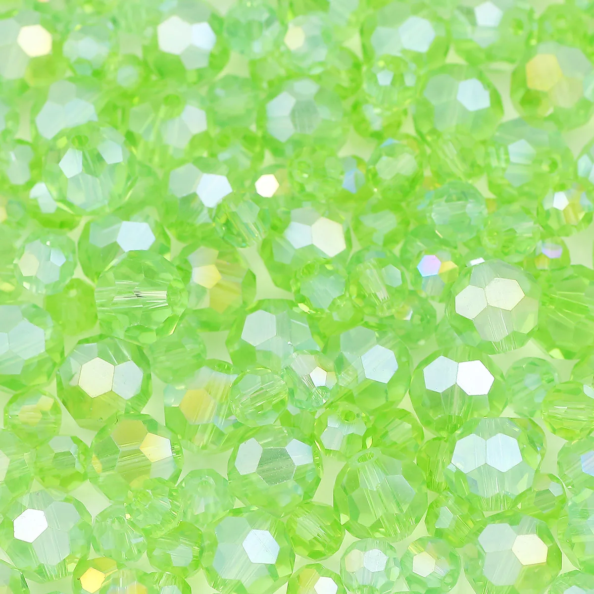 3/4/6/8/10MM Light Green AB Austrian Crystal Glass Faceted Round Loose Beads For Jewelry Making DIY Bracelets Necklaces Earrings