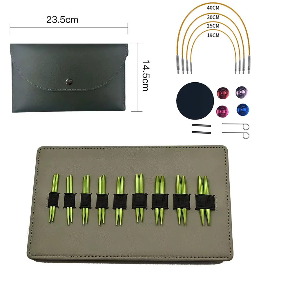 Set of 32Pcs Circular Knitting Needle Short 5.5cm 8.5cm Interchangeable Removable 3.0-6.0mm  Sleeve Collar Scarves Needles Tool