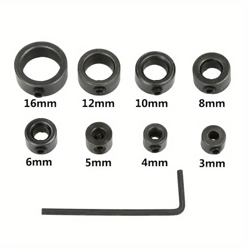 Picture 7: 9Pcs/Set 3-16mm Woodworking Drill Locator Depth Stop Collars Ring Positioner for Drill Bits