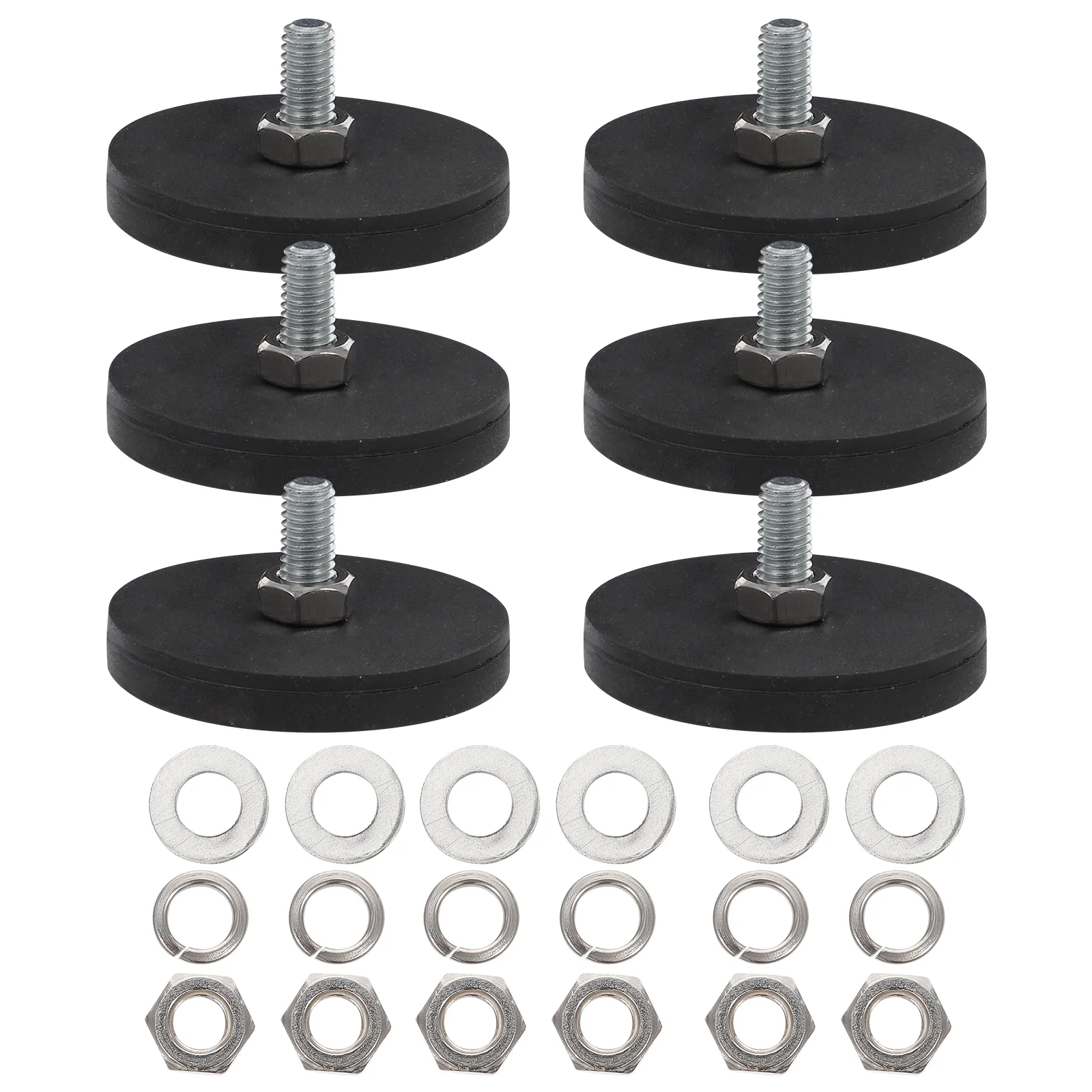 6 Pcs Rubber Coated Magnets for Car Roof Light Mount Heavy Duty Magnetic Holder Threaded Studs Waterproof Wear Resistant