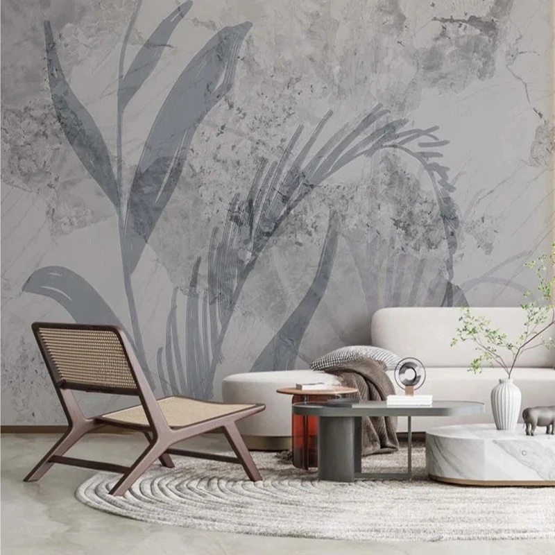 Modern Creative 3D Wall Mural Wallpaper Retro Leaves Pattern Wall Papers For Living Room Bedroom TV Background  Papel De Pared