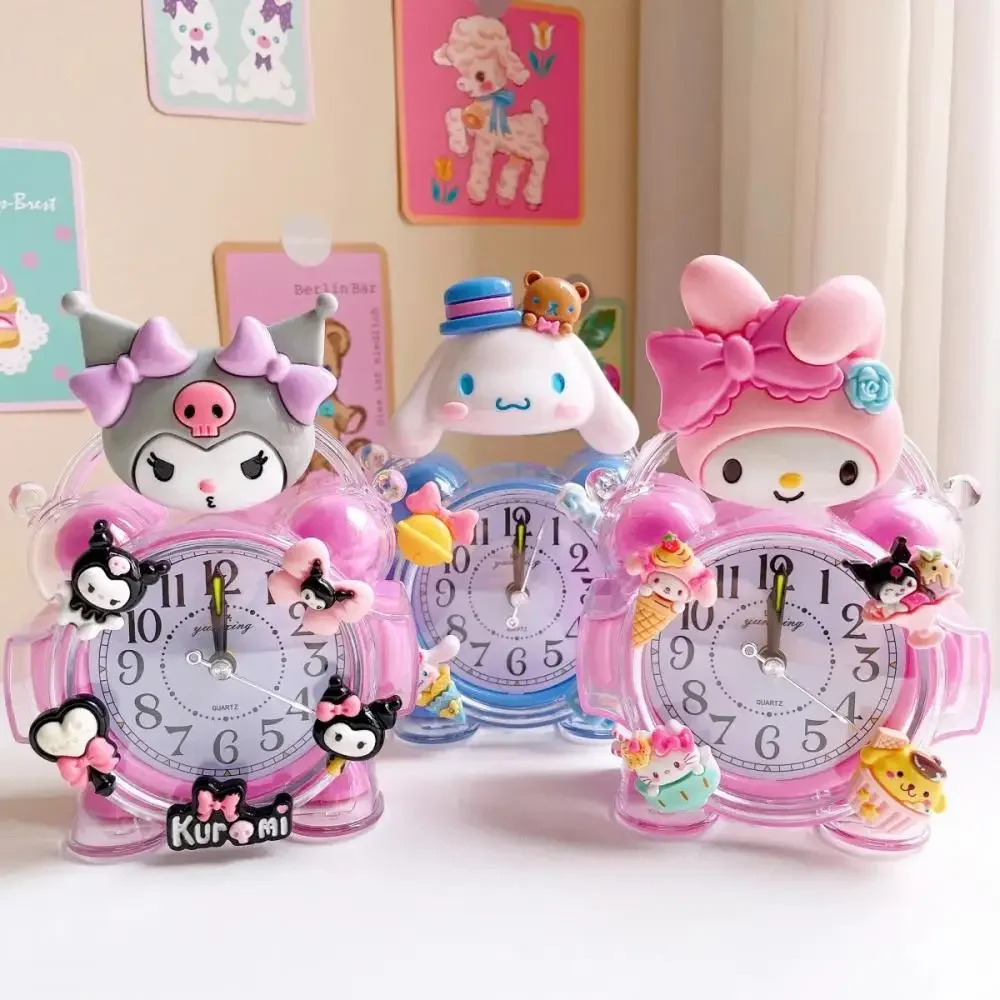 Anime Sanrioed Kittys Melody Kuromi Cartoon Kids Bedside Alarm Clock Bedroom Timing Alarm Clock Living Room Home Decoration Gift