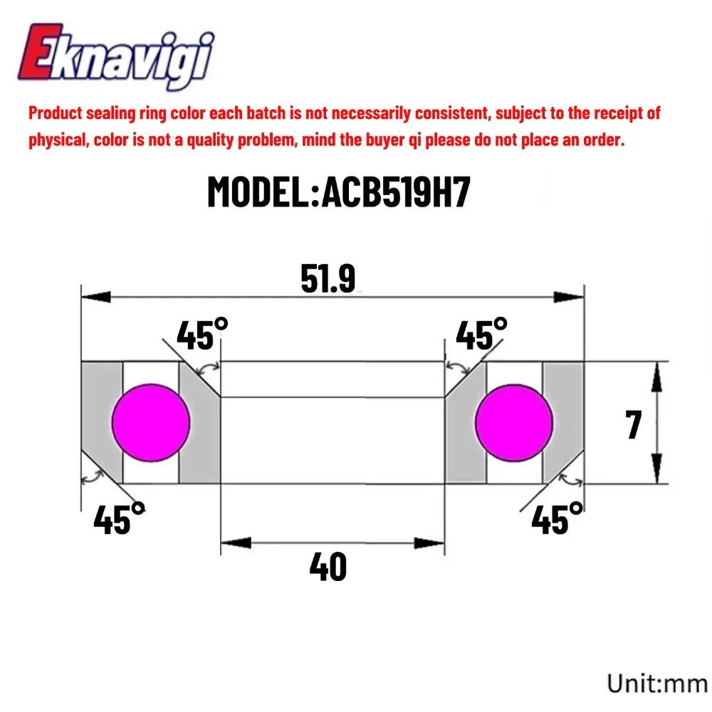 

1 шт. ACB519H7 подшипник гарнитуры 40X51,9X7 мм 45 ° *45 ° ie łożyska tulei przedniej miski rowerowej ACB3039 Rower górski Rower biegowy