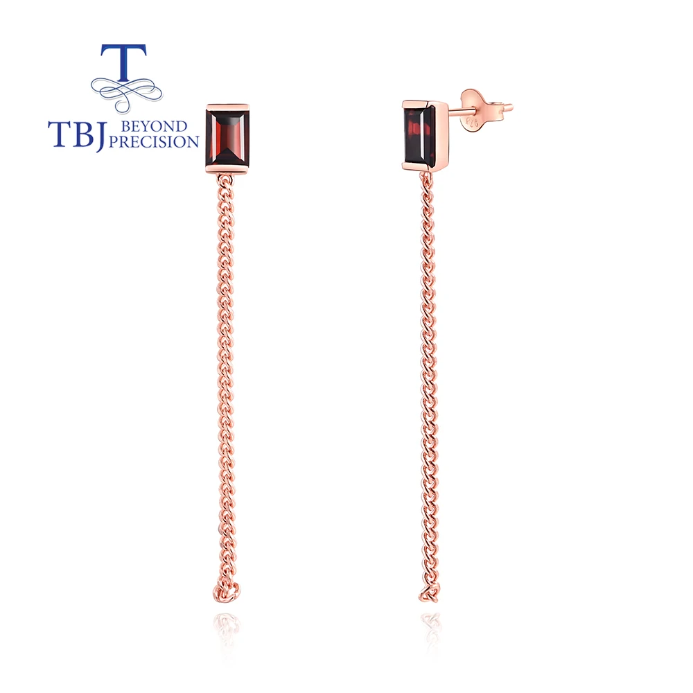 2026 Long Earrings Natural garnet gemstone Fashion exquisite Looking fine jewelry 925 sterling silver 18k gold plating for girls
