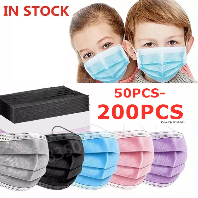 50-200Pcs Child Masks Disposable Kids Face Mask Anti-dust Protection Mascarillas Infantil 3 Layers Ply Children Non-woven Masque