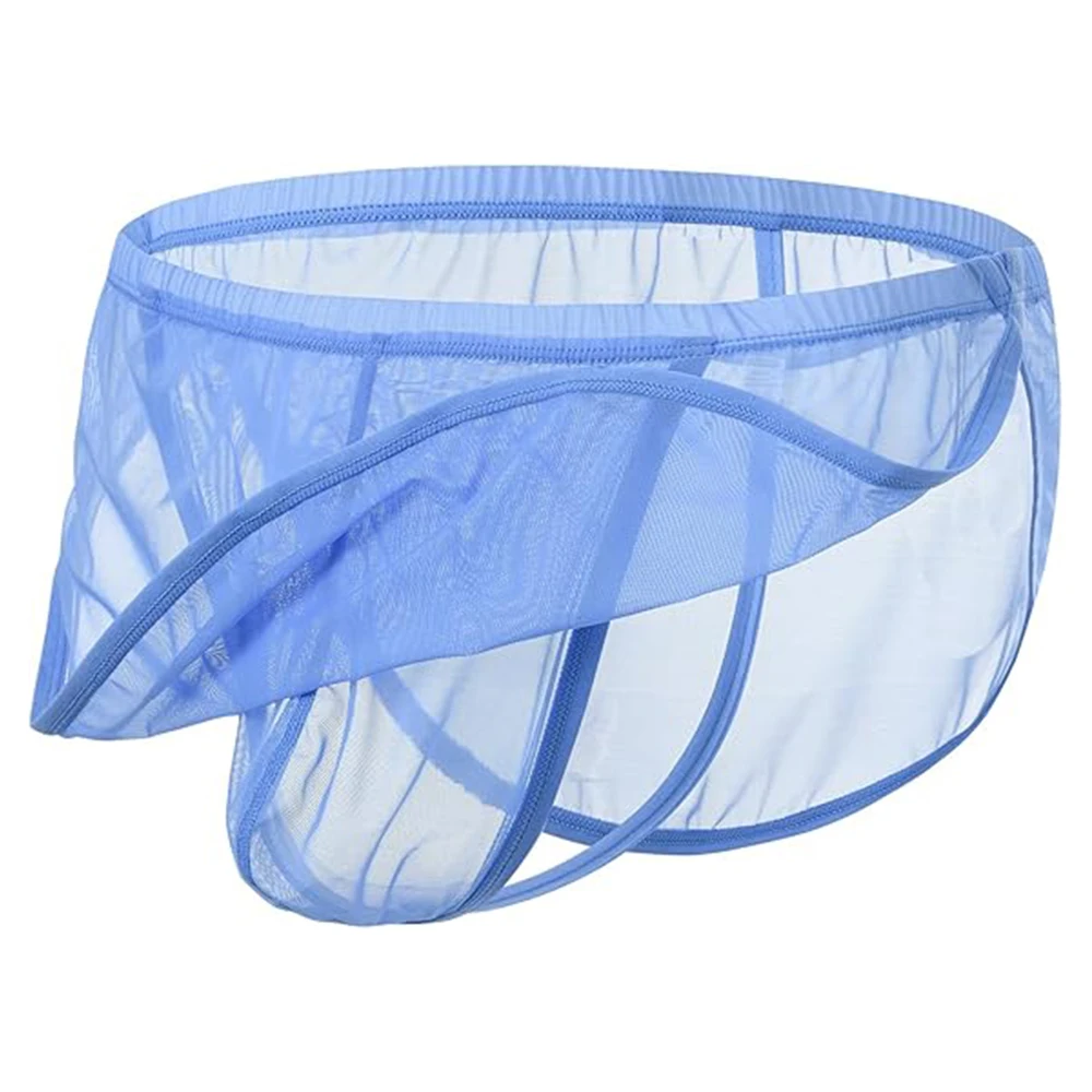 

Zonbailon Men's Mesh Thongs Underwear, Sexy Built-in Pouch G-String, See Through Split Side Pajama Shorts Underwear