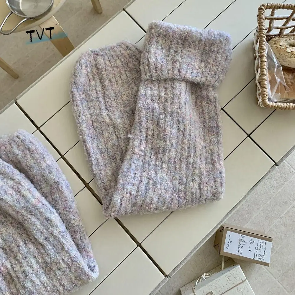 

Harajuku Thick Warm Winter Leg Warmers Foot Cover Kawaii Plush Leg Socks Y2K Lolita JK Knit Long Stockings Streetwear