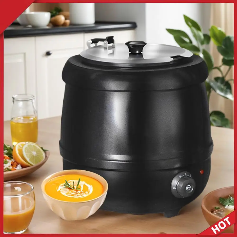 

10L Electric Soup Warmer with Lid Hinged Electric Soup Pot Heating Stew Kettle for Restaurants and Party Home Catering