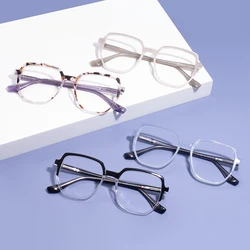 Geometric Full Rim Acetate Men And Women Spectacle Colorful Transparent Square In Thick Glasses Frame For Prescription Lenses