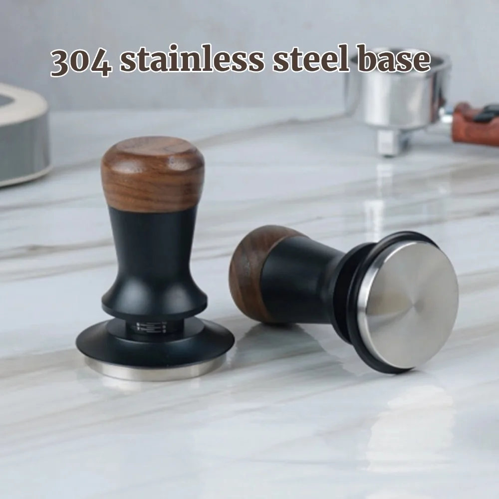 51/53/58mm Walnut Wood Coffee Tamper - Manual Espresso Tamper with Constant Pressure, Professional Barista Tool for Home Cafe, C