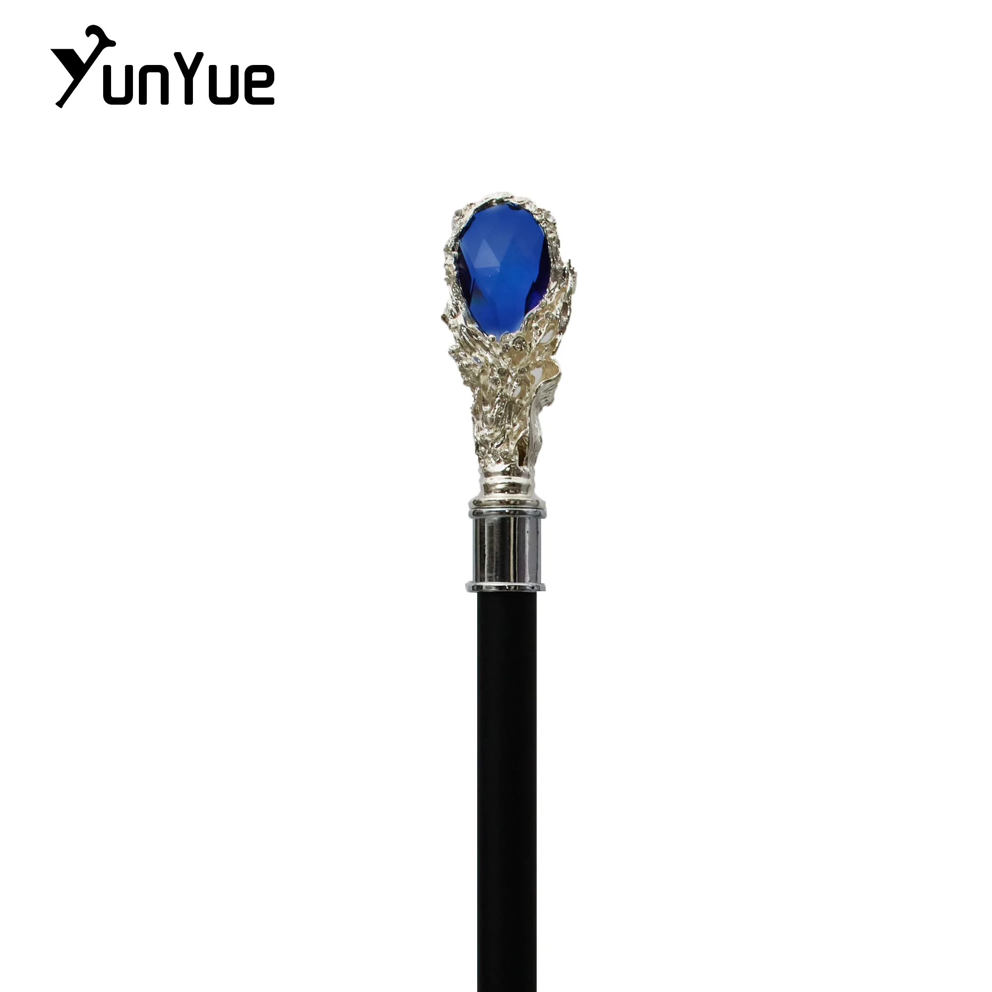 ホワイトブルーダイヤモンドタイプウォーキングステッキ紳士ヴィンテージ手作りファッション装飾ステッキアートコレクションフィルム小道具杖