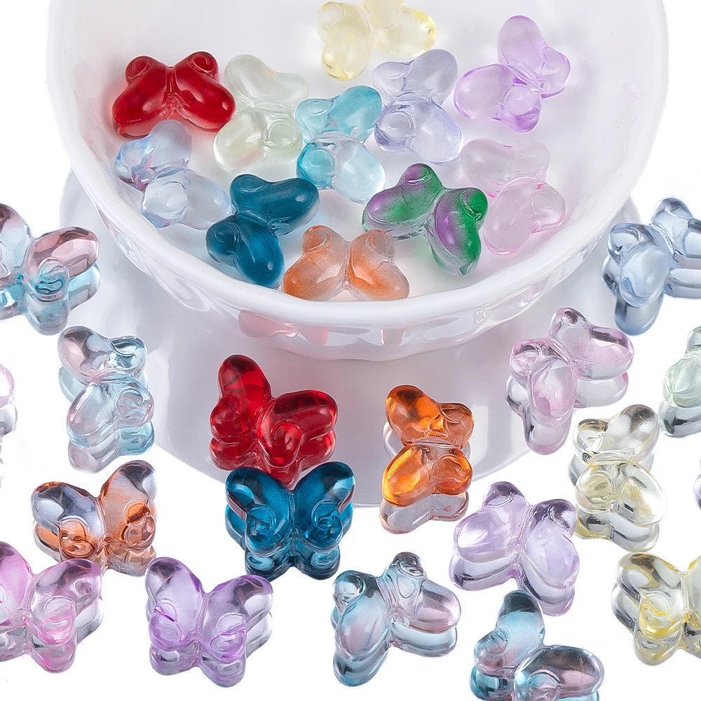 100pcs High Transparency Glass Gradient Butterfly Shaped Beads For DIY Bracelet Necklace Jewelry Making Materials