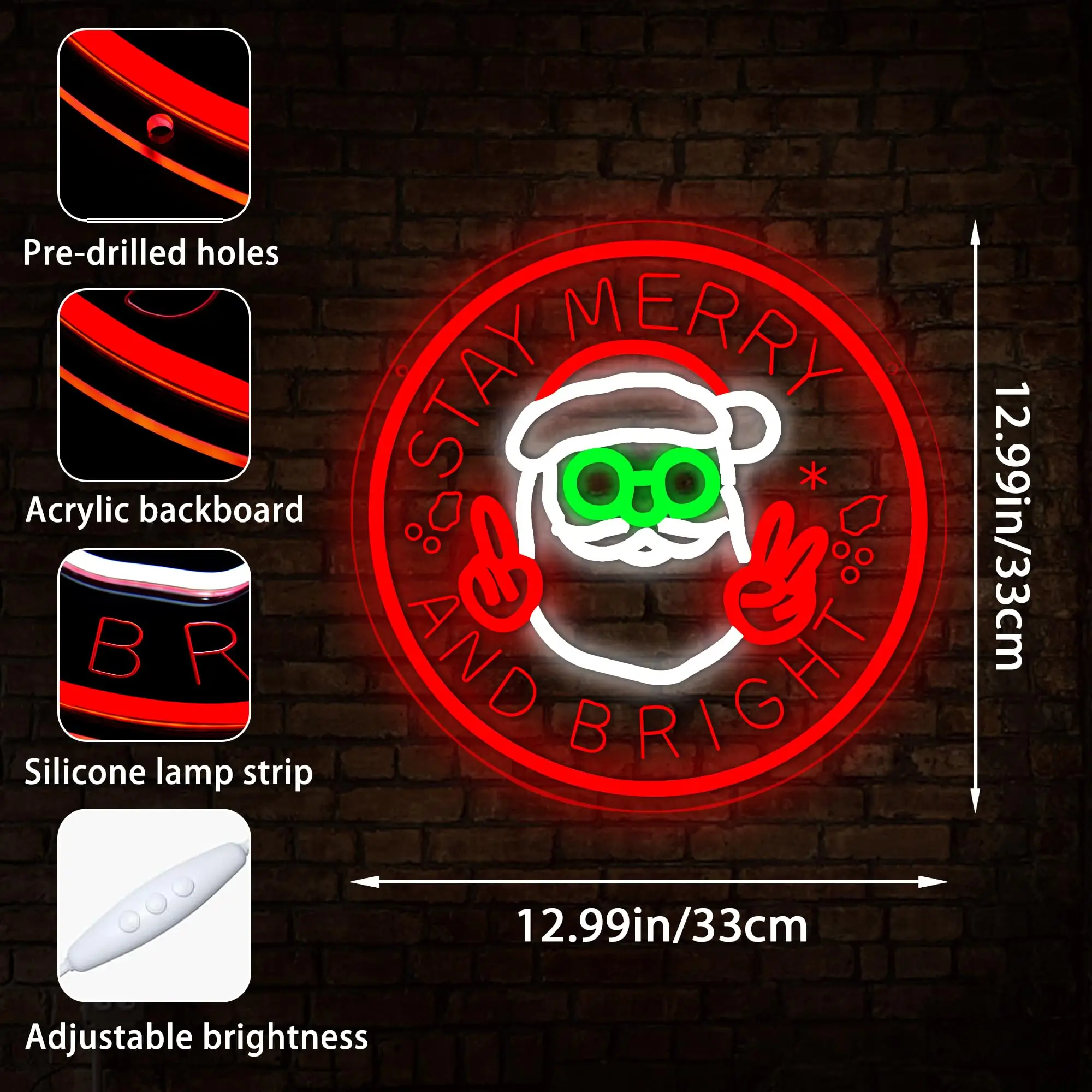 عيد الميلاد سانتا كلوز النيون نحت عكس الضوء تضيء تسجيل جدار ديكور للحزب غرفة نوم المنزل متجر عطلة مهرجان