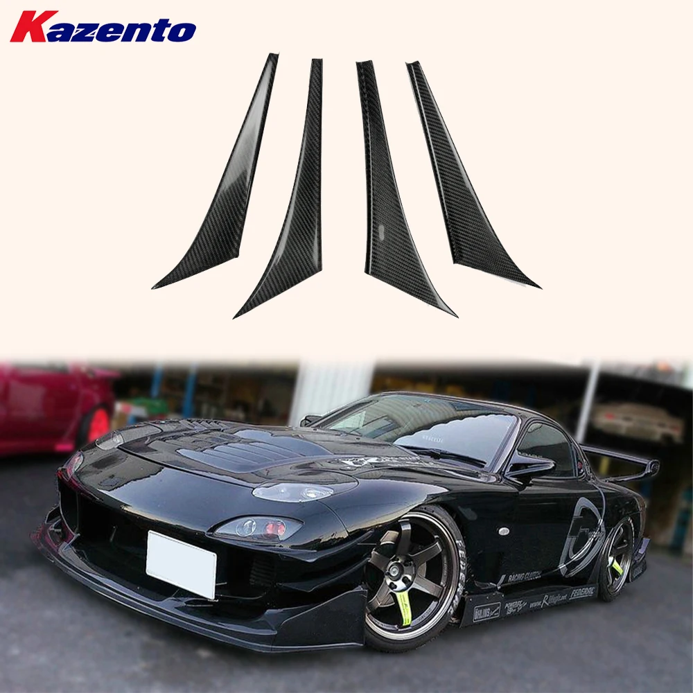 For Mazda RX-7 FD Coupe 2 Door 1991-2002 R-Magic Carbon Front Bumper Canard 4pcs