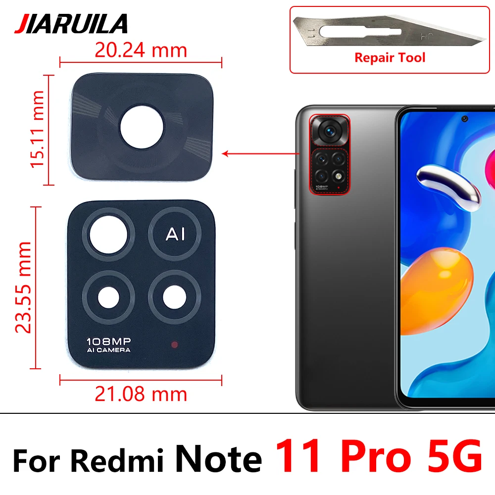 Rückfahr kamera Glas linse für Xiaomi Redmi Note 11 Pro plus 5g 11t 5g 11s 11e Kamera glas mit Kleber kleber Reparatur werkzeuge – Detail 3