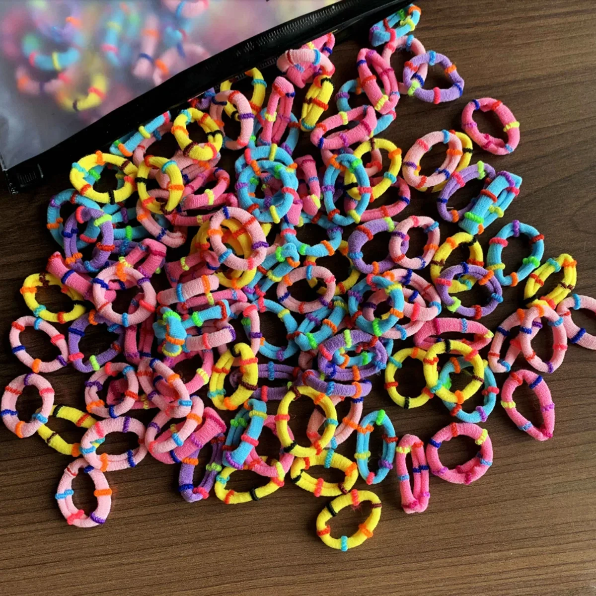 50/100 Stück Haarbänder für Kinder, buntes Nylon, Scrunchie, Haargummis, Gummiband, Kinder, elastisches Haar, Meilen-Zubehör