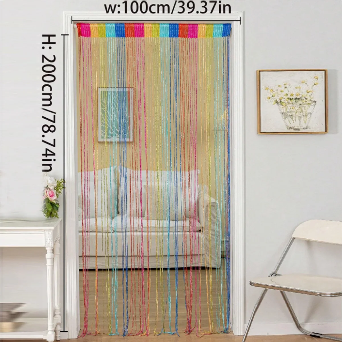 1x2M Sparkly 6-Color Silver Foil String Curtains - Luxury Glitter Tinsel for Dreamy Bedroom & Party Backdrops