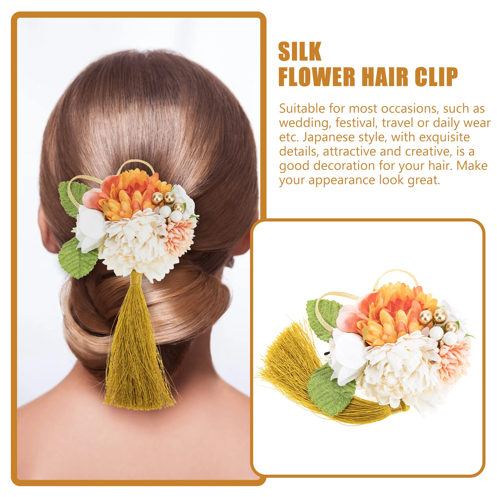 

Silk Flower Hair Accessories Barrettes for Women Wedding Hairpin Ribbon Women's