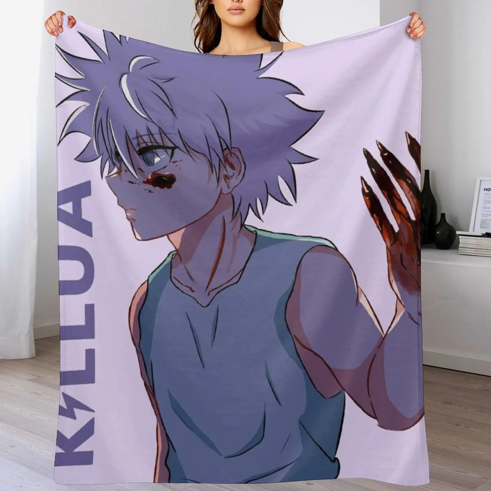 

Killua hxh Throw Blanket Single Bed Thermals For Travel Travel Blankets