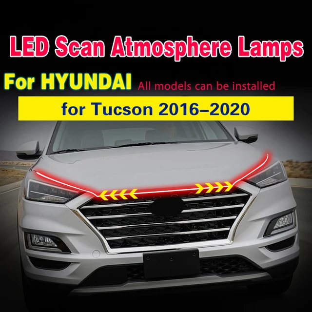 LED Auto Car Hood Lights Strip Uniwersalne lampy Ambient Lights dla Hyundai Tucson 2016-2020 Start-Scan Światła do jazdy dziennej DRL