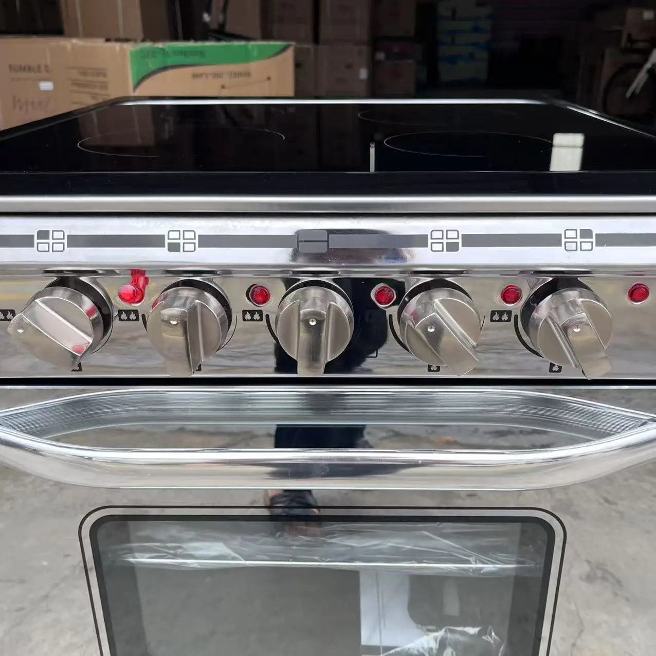 Free-standing Electric Stove Cookware 4 Heads 80 Width Electric Stove Connected Upright with Oven