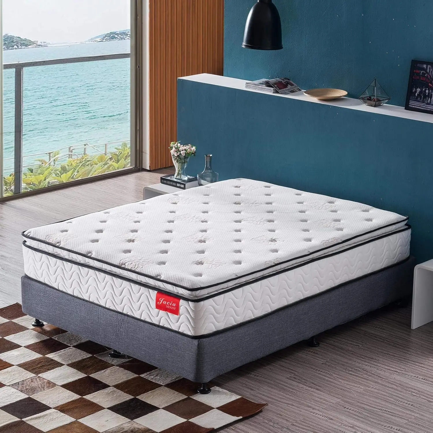 Short Queen Mattress Pillow Top Pocket Spring RV Hybrid Mattress Memory Foam Innerspring Firm Mattress Bed in a Bag