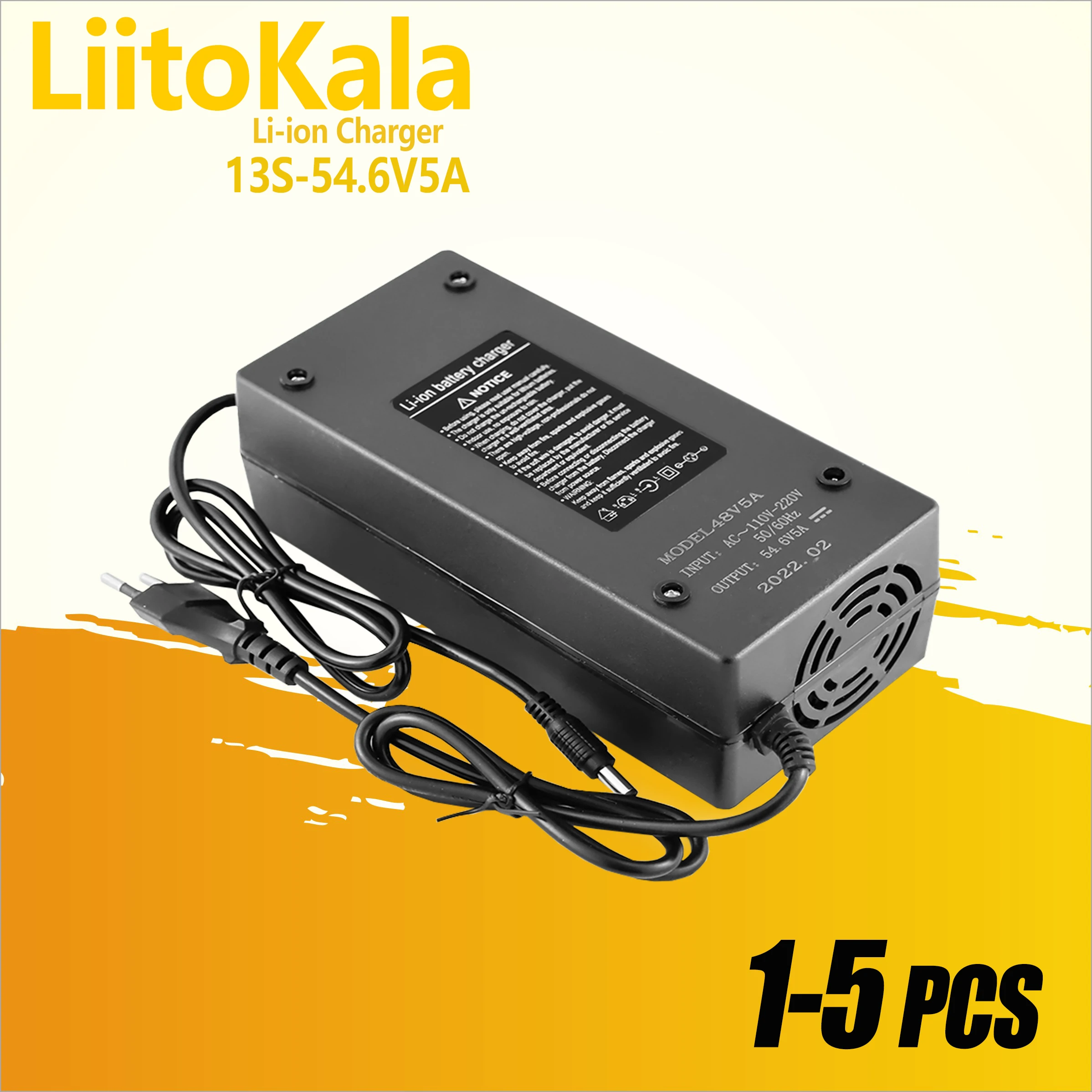 1-5pcs LiitoKala 48V5A charger 13S 18650 battery pack charger 54.6v 5a constant current constant pressure is full of self-stop