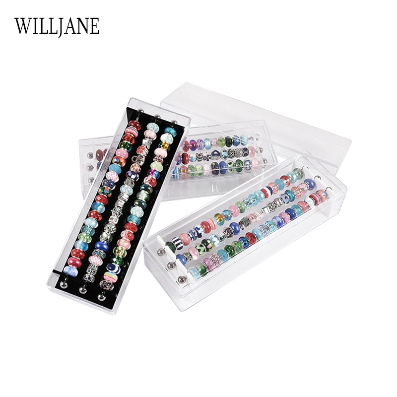 Bracelet Charms Storage Box Rondelles Ring Holder Rods Pendant Organizer Case Beads Collector Trollbeads Display Tray With Cover