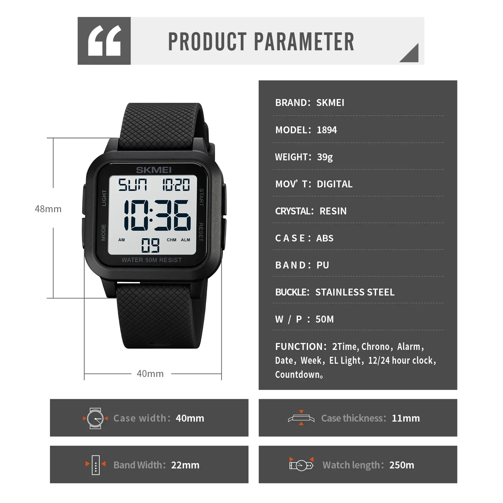 Men's Shockproof Waterproof Electronic Watch
