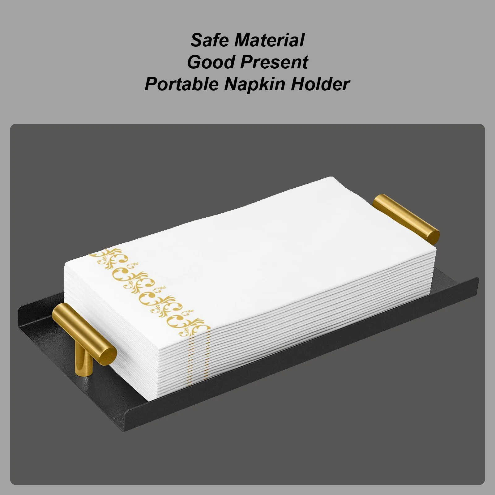 

Bathroom Napkin Holder Tray Dispenser With Golden T-Handle Guest Napkin Holder For Bathroom For Kitchen Bar Party Table Vanity