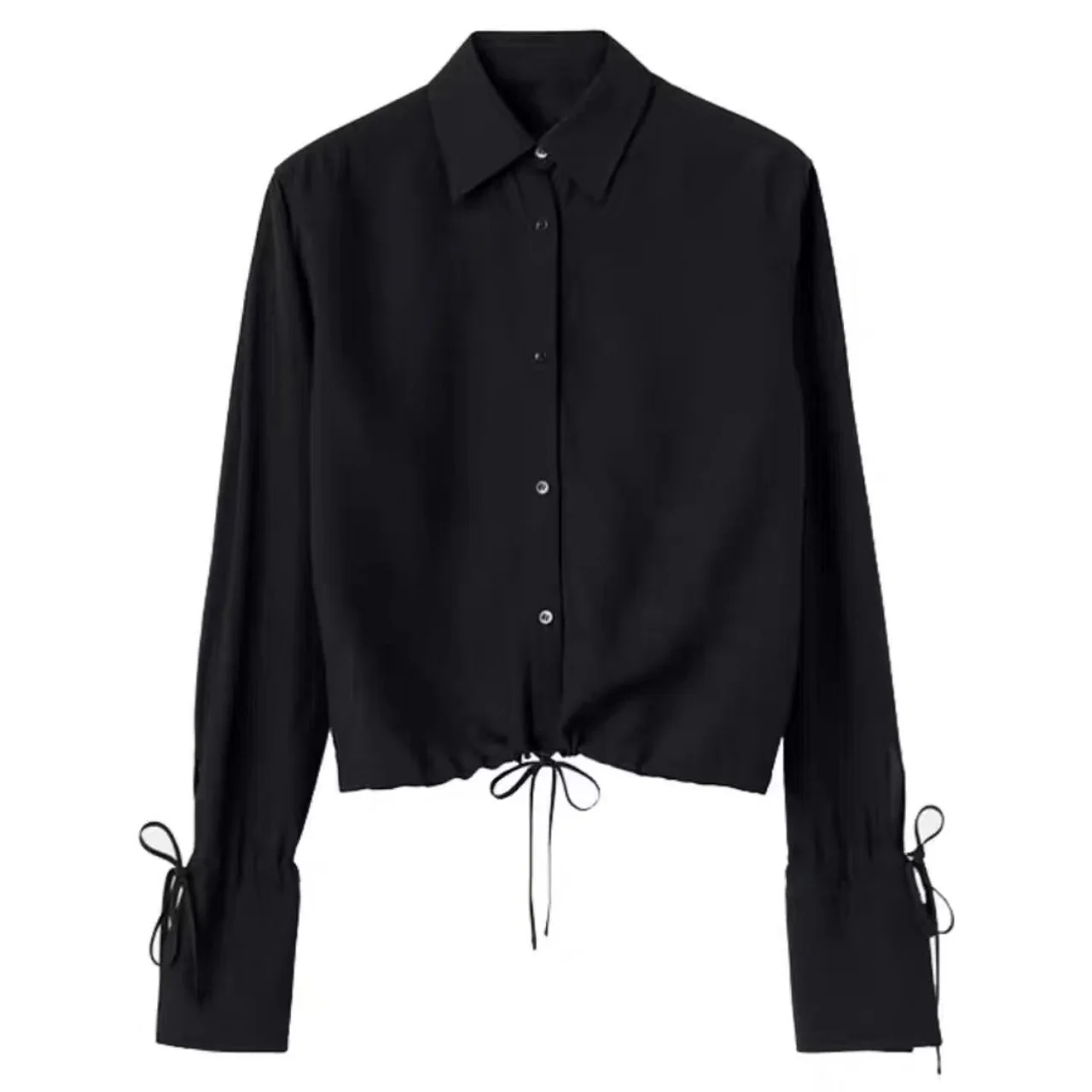 قميص جديد بأكمام طويلة موديل 2025 برباط قصير للنساء #6