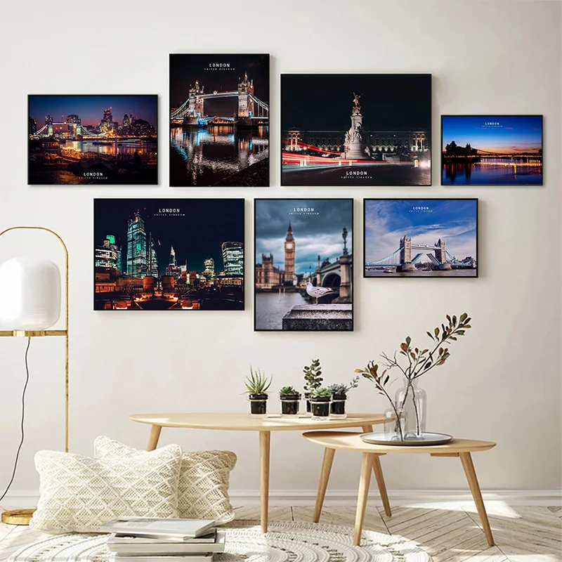 Modern Travel to London Commemorative Poster Prints Famous City Attraction Landscape Canvas Painting Wall Art Home Decor Unframe