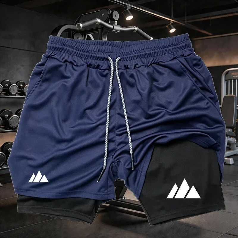 Men Running Shorts 2 in 1 Double-deck Sport Shorts Sportswear Gym Fitness Short Pants Training Jogging Bottom Men's Clothing