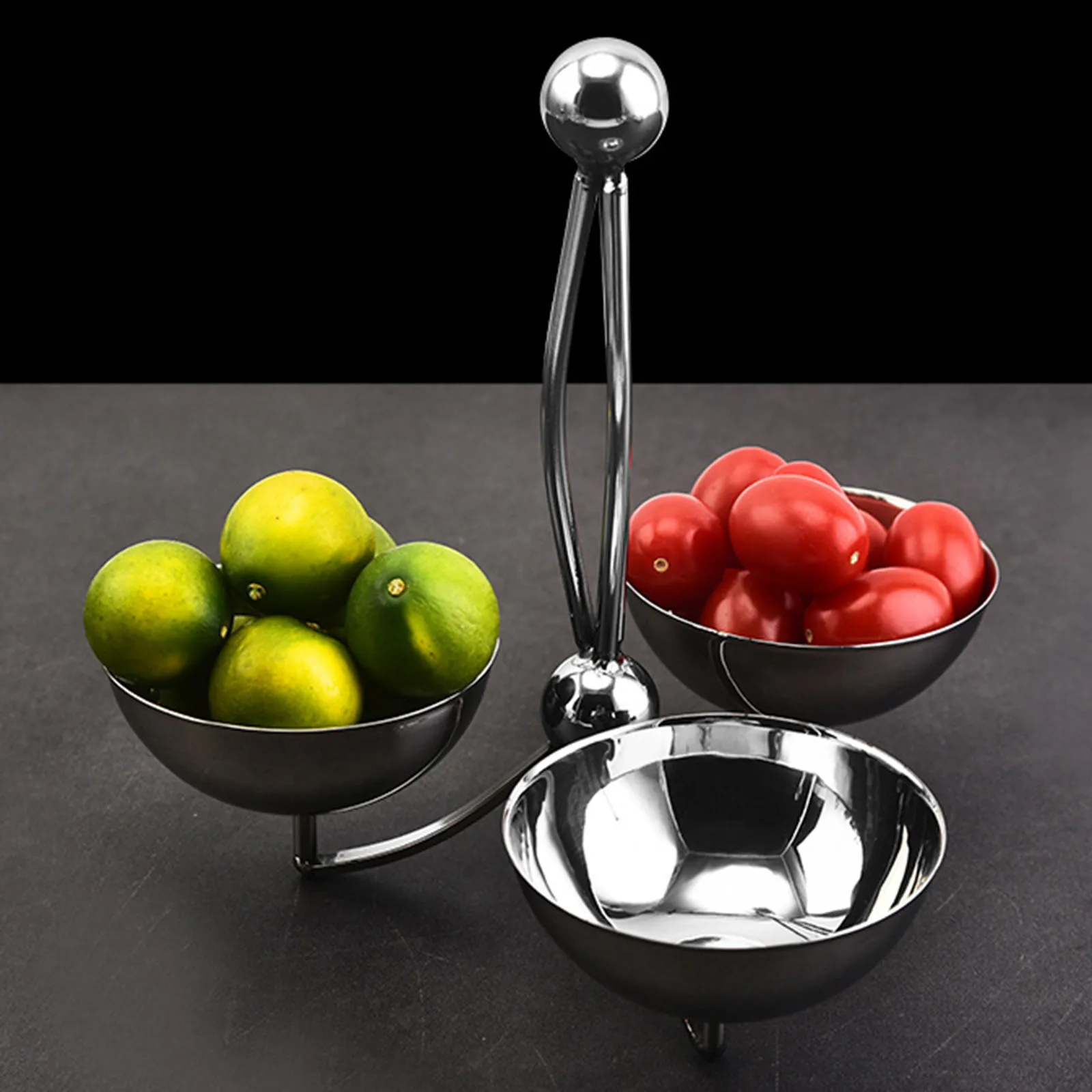 Snack Stand with Bowls Snack Serving Bowl Stainless Steel Appetizer Serving Dish Dessert Side Dishes Serving Bowls with Stand